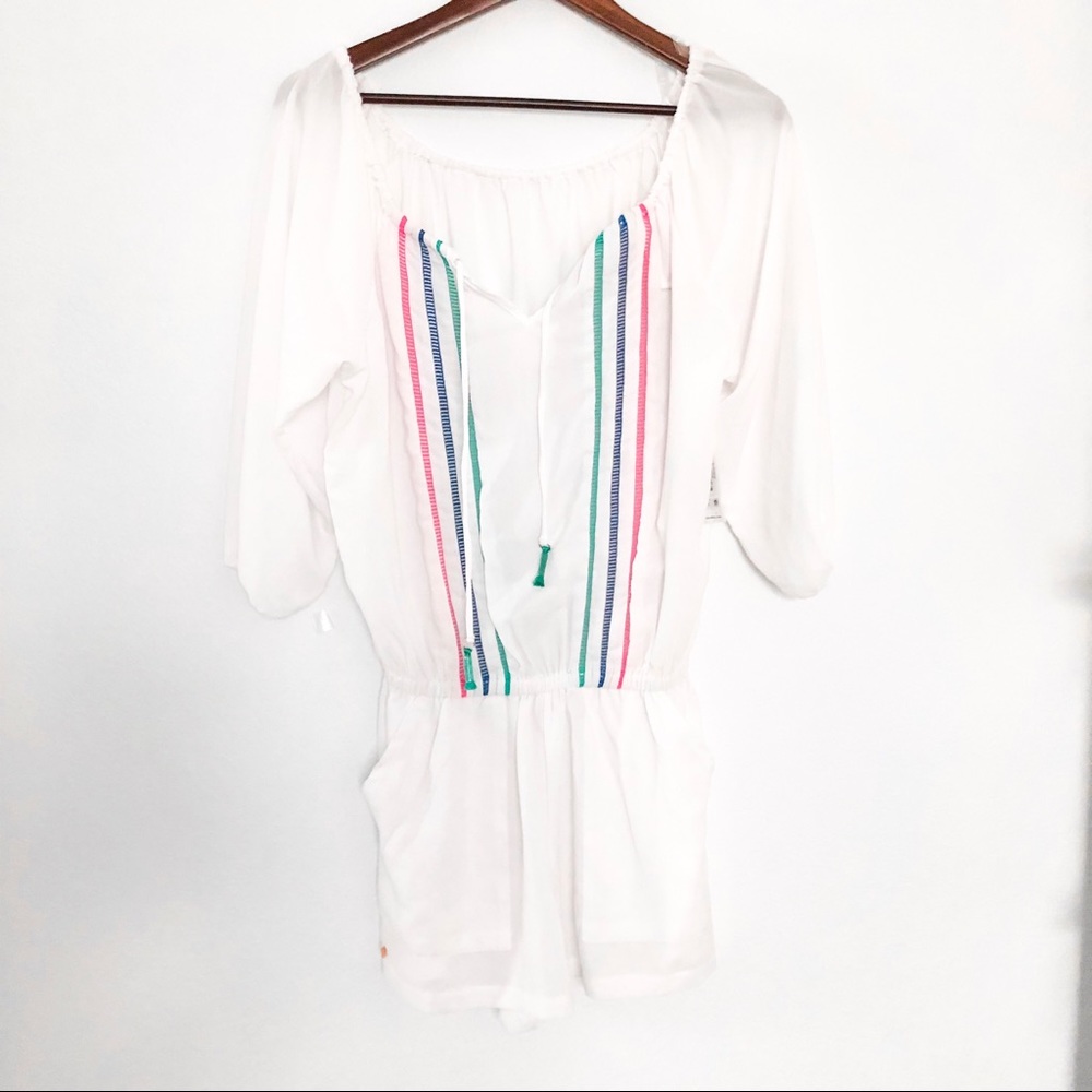 Vera Bradley Kiera Crochet Trim Romper  Cover Up